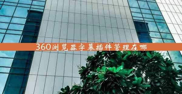 360浏览器字幕插件管理在哪